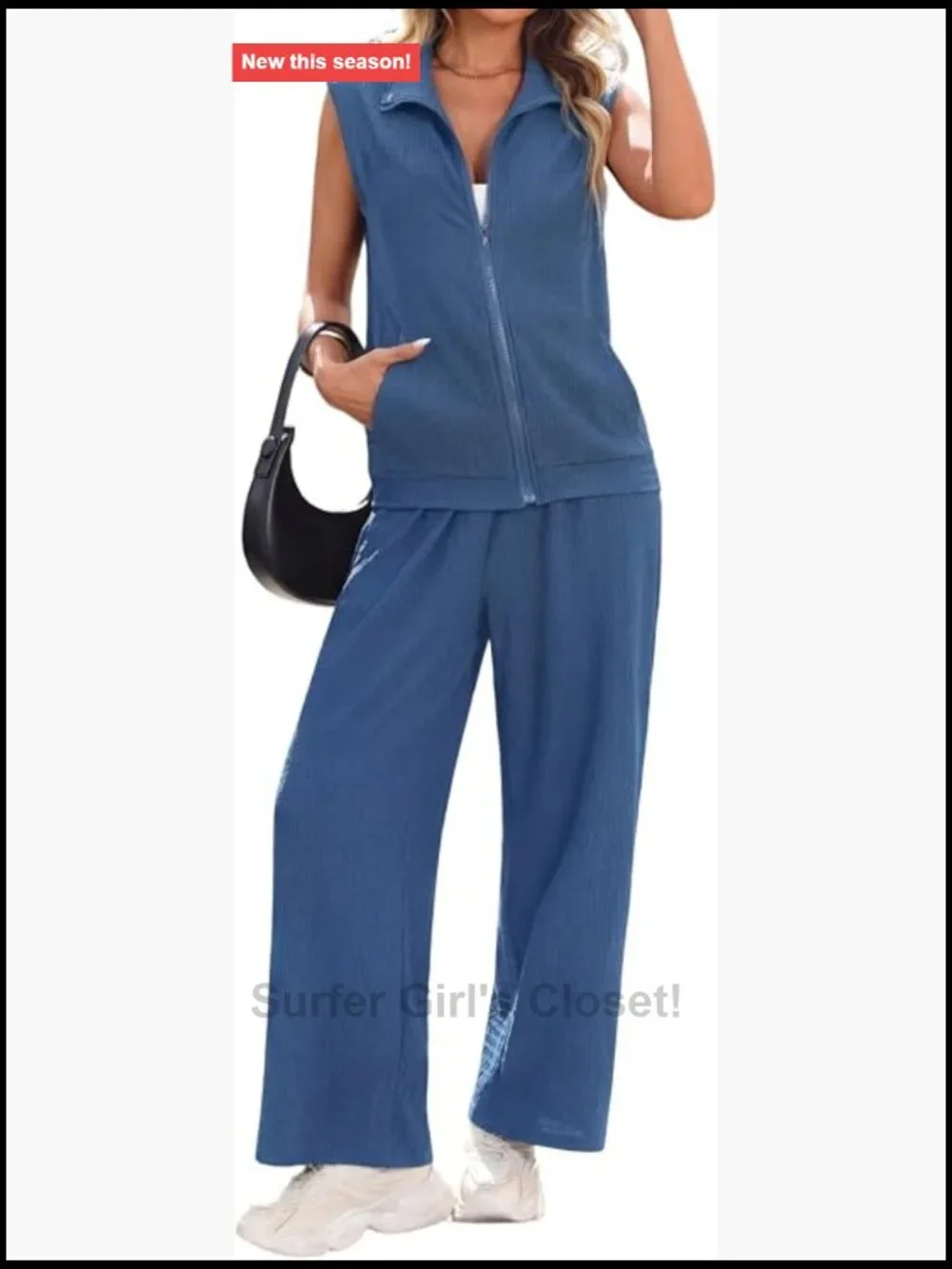 Sleeveless Top Wide Leg Pant Sweatsuit Set
